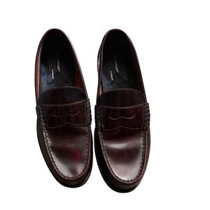 Rockport Mens Burgundy Leather Penny Loafer Shoes Size 10.5
